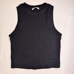 ZARA Black Sleeveless Ribbed Tank Top